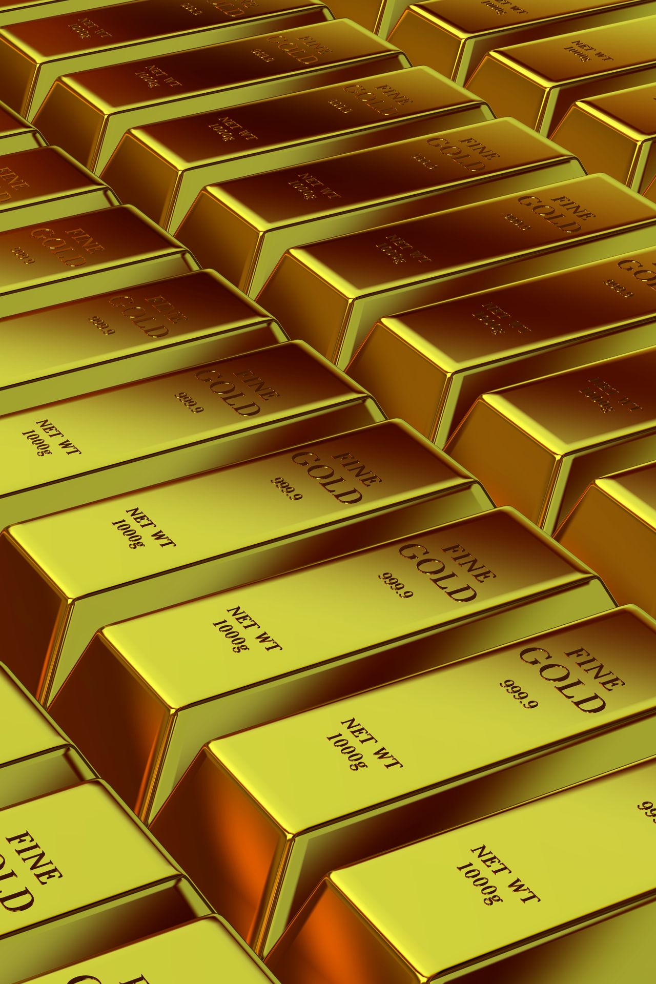 堆疊的純金金條,黃金借款以純金重量計價